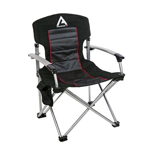 [10500111] Camping chair with side table, black 